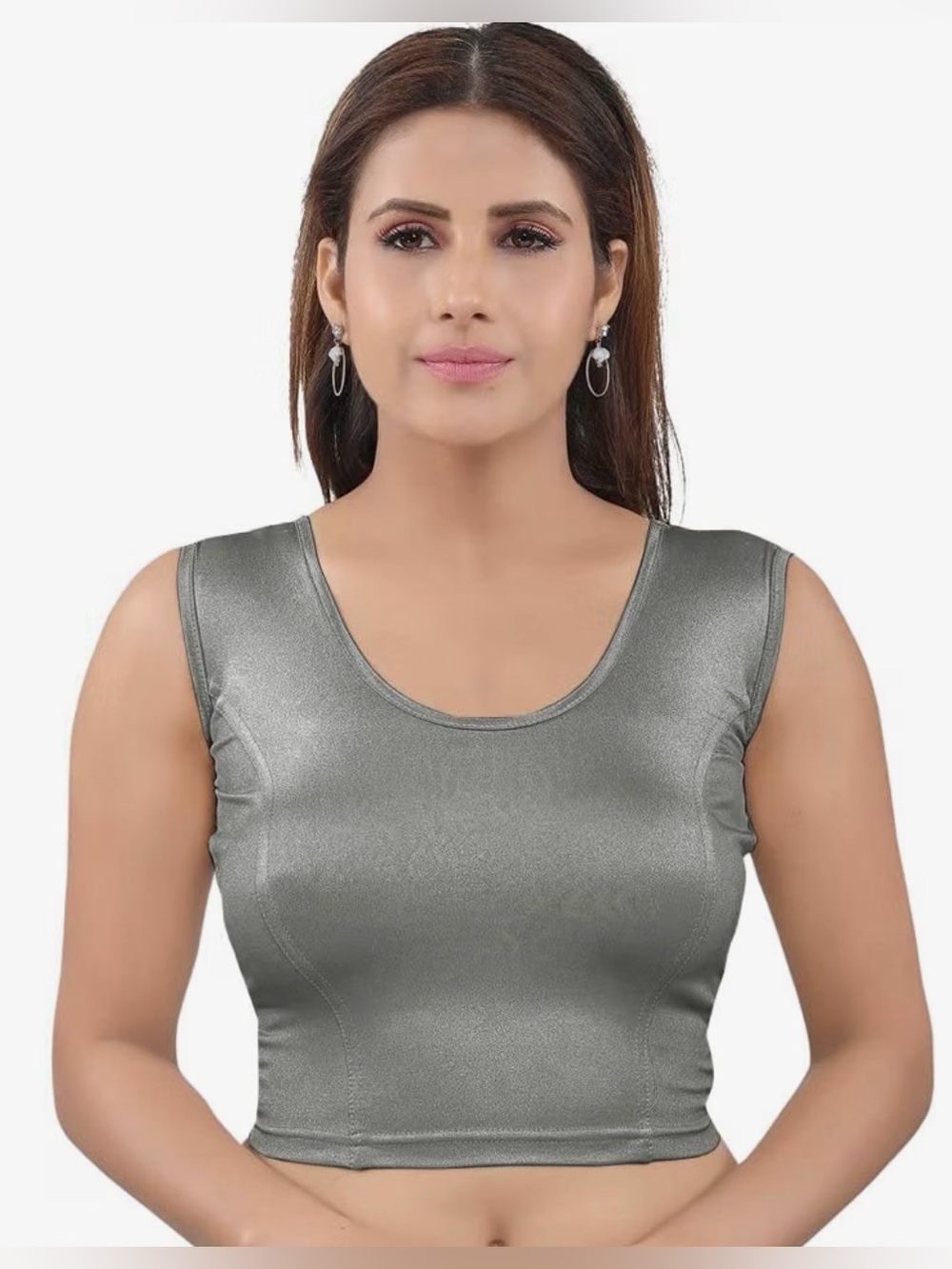 New Metallic Silver Crop Tank Top ~XL
